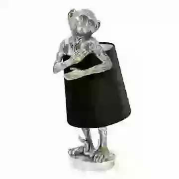Antique Silver Bashful Monkey Table Lamp with Black Velvet Shade